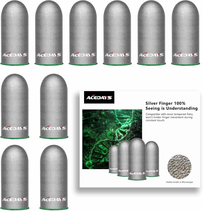 ACEDAYS Gaming Finger Sleeves,100% Visible Silver Fibers,Just Right Pressure/Breathable/Sweatproof, Upgrade Gaming Gloves for PUBG Mobile/Knives Out/Call of Duty Mobile（10pcs） L - Image 1